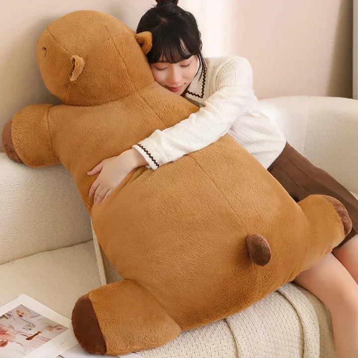 Adorable giant capybara soft toy. This cuddly plushie is a lovely comfort companion & cute gift.