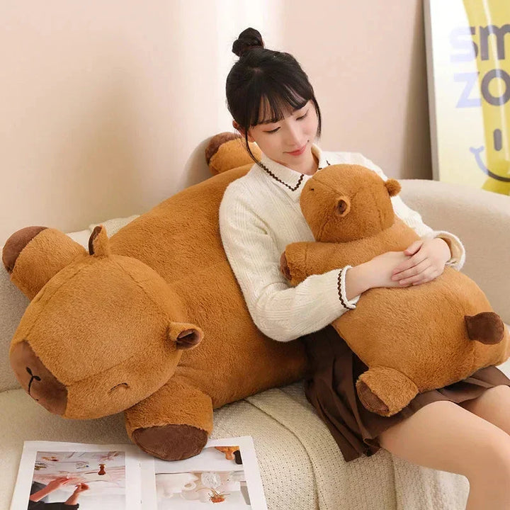 Large capybara plushie, incredibly soft for stress relief & cozy cuddles. A perfect animal toy.