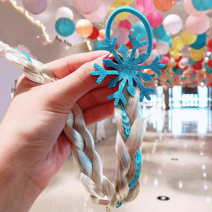 Synthetic braided hair extensions featuring a mix of pink, blue, and purple for kids