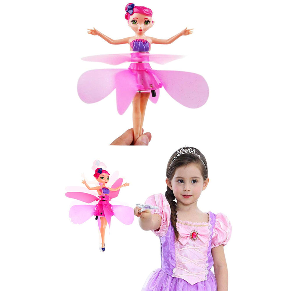 Flying Fairy Doll gracefully hovering, showcasing its vibrant lights and detailed princess dress