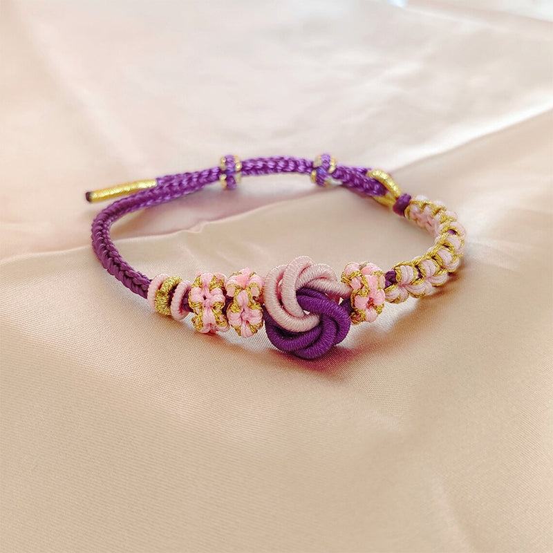 Peach blossom knot braided bracelet on a gift tag, ready for special occasion, kids and granddaughters