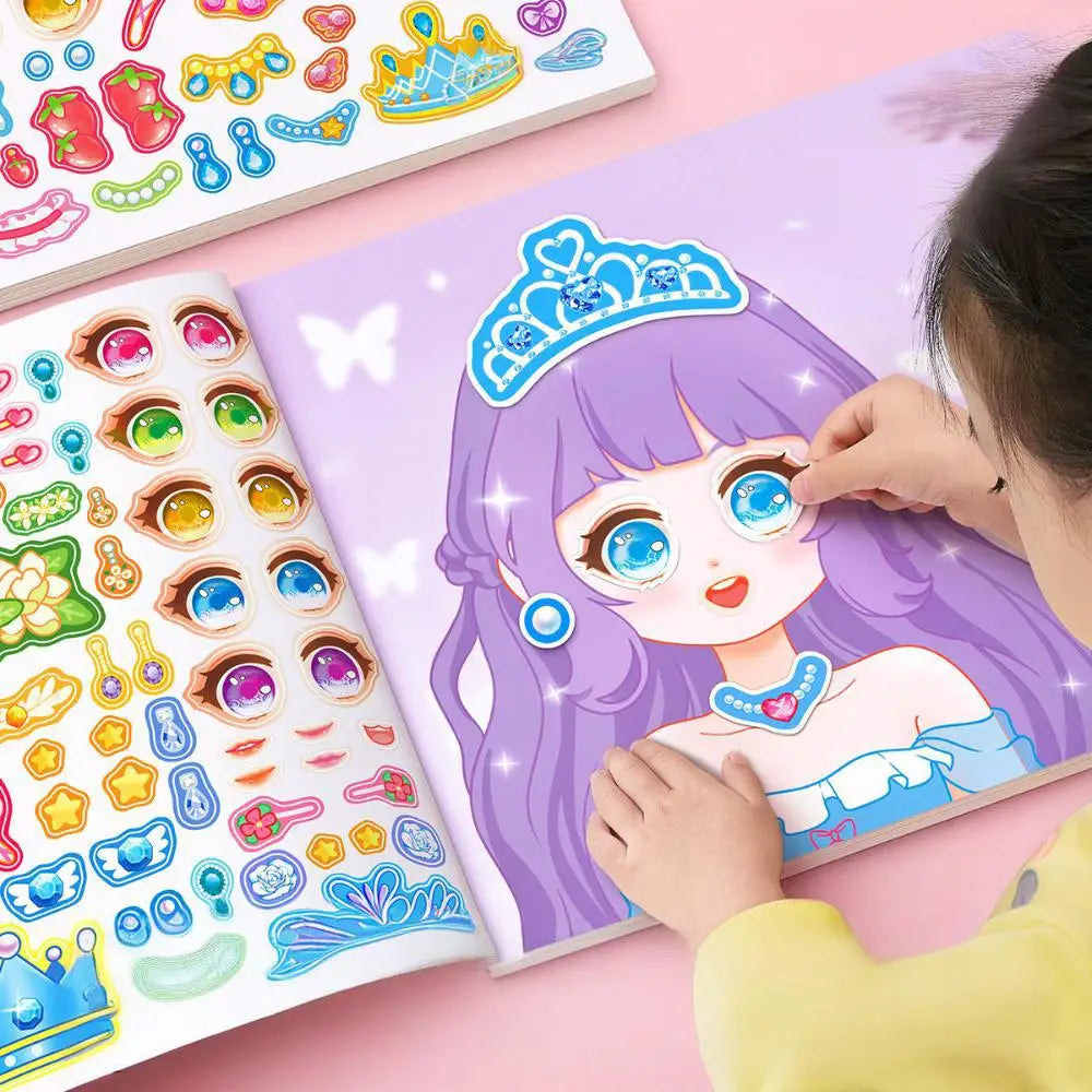 Glimmorie Kids' Reusable Princess Sticker Face Kit. Creative screen-free activity, an educational children's gift.