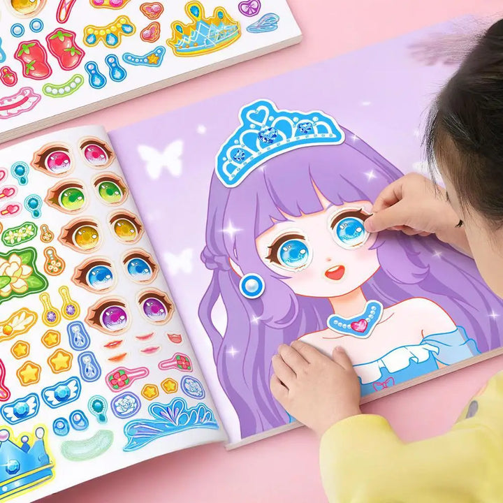 Glimmorie Kids' Reusable Princess Sticker Face Kit. Creative screen-free activity, an educational children's gift.