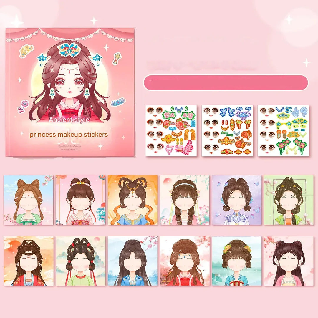 Kids' princess activity kit: Glimmorie reusable face stickers for creative fun & screen-free educational play.