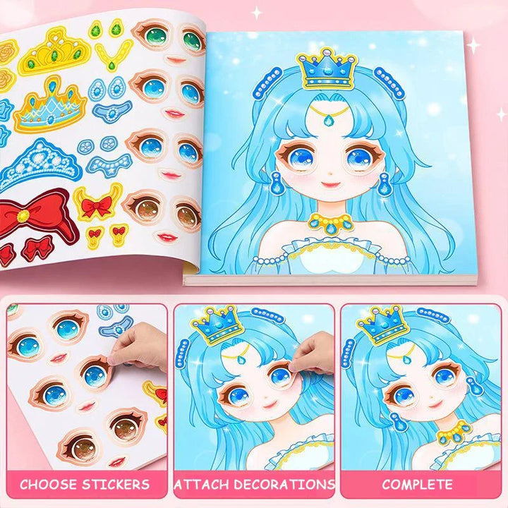 Glimmorie Kids' Reusable Princess Sticker Face Kit. Perfect children's gift for creative, screen-free activity.
