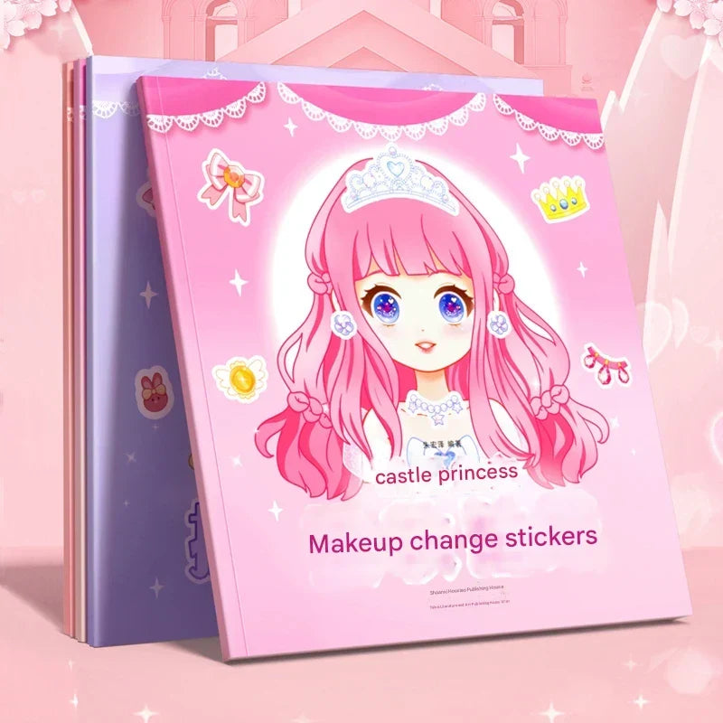 Princess sticker face kit for kids. Reusable creative fun, promoting imagination & screen-free play. Glimmorie.