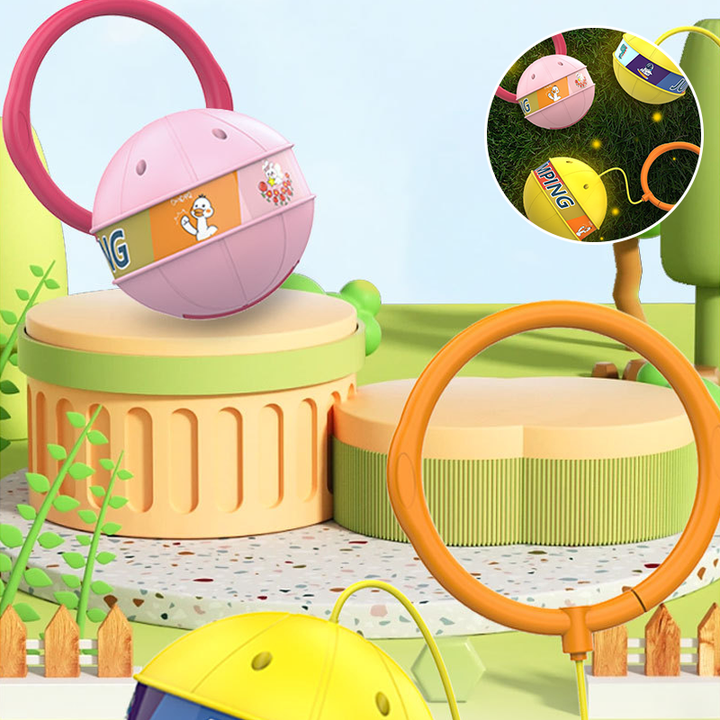 Bouncing light-up skip ball, illustrating its dynamic movement and captivating flash feature