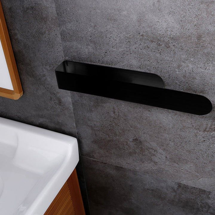 Adhesive stainless steel towel rack, gold, a chic bathroom organization accessory.