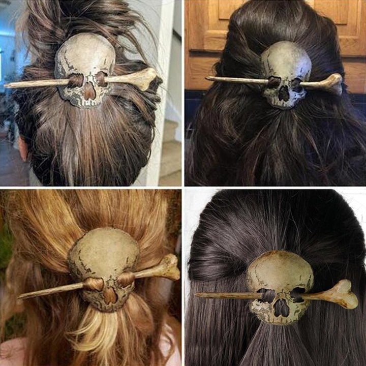 Intricate moth and skull design hair pin, statement gothic accessory for women's hair