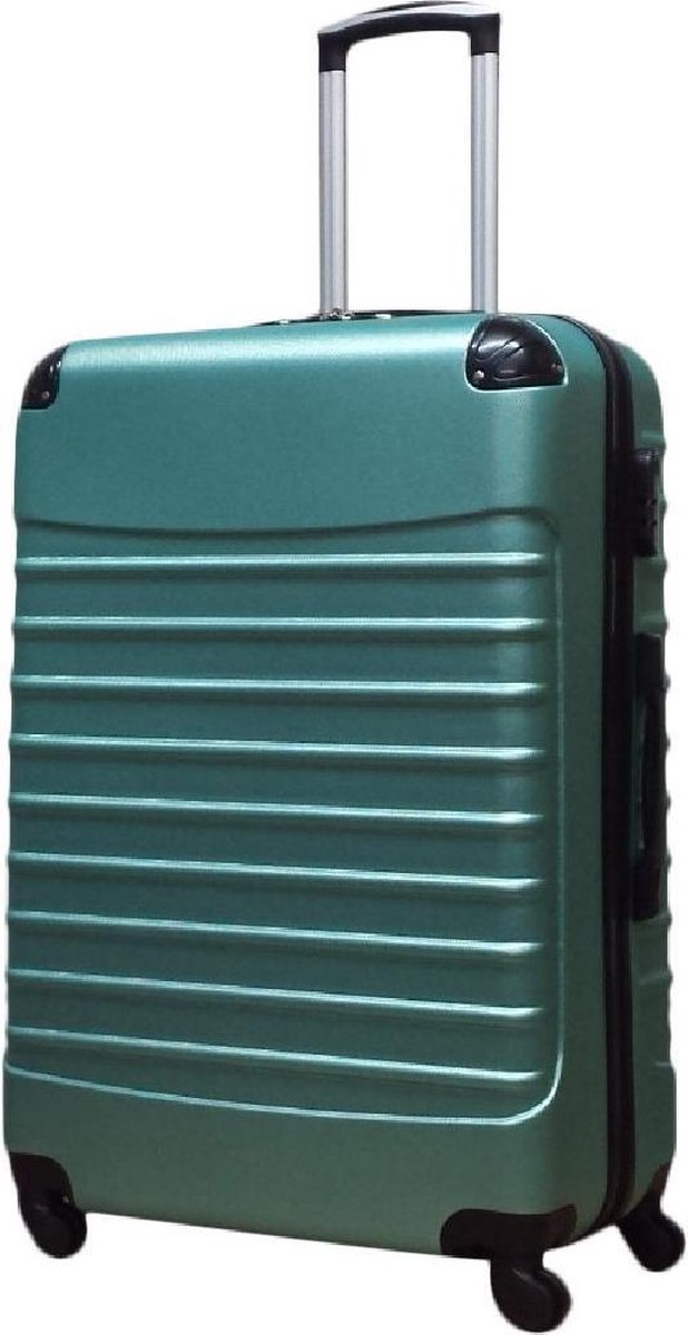 Complete 2-piece green hardshell luggage set for unisex travel, featuring reliable spinner wheels.
