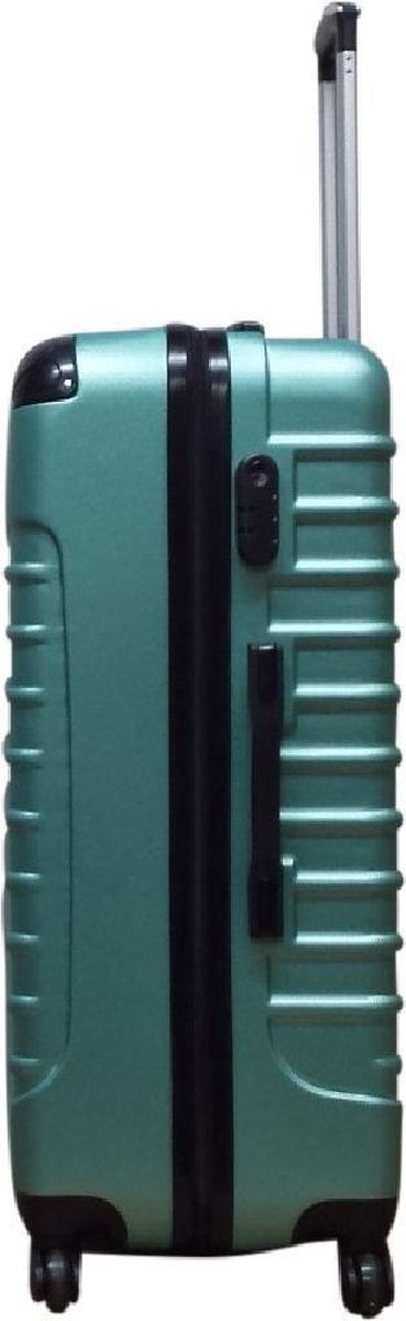 Easy-roll green hardshell 2-piece luggage set for unisex travel, featuring spinner wheels.
