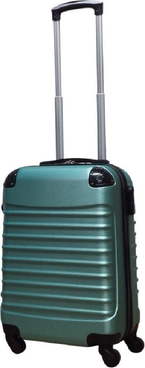 Green hardshell 2-piece suitcase set, unisex, with multi-directional spinner wheels for easy navigation.