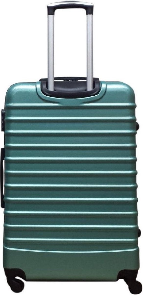 Airport travel ready green 2-piece hardshell luggage set, unisex, with smooth spinner wheels.