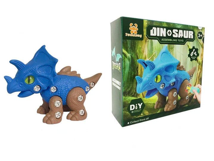 Packaged green educational dinosaur construction toy kit, ready for kids' imaginative play.