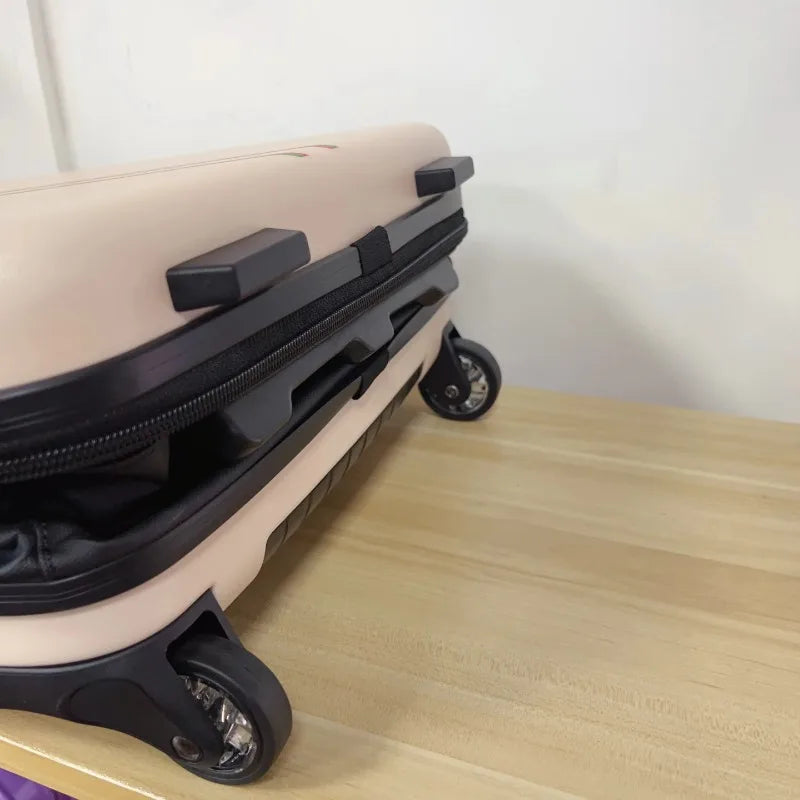 Blue expandable foldable hard shell luggage. Space-saving carry-on suitcase for weekend trips.