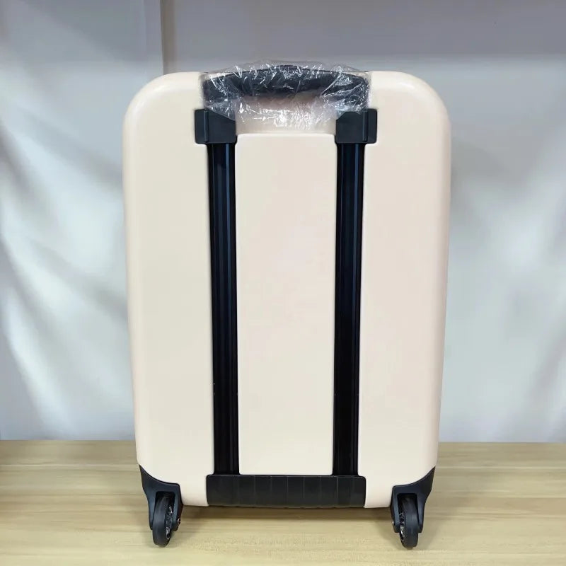 White unisex foldable hard shell suitcase. Durable space-saving travel bag for any journey.