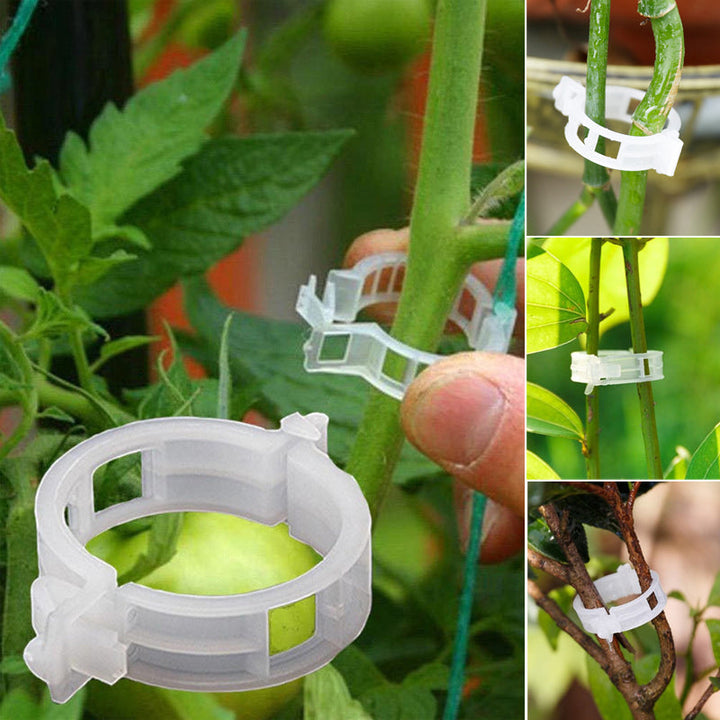 A close-up view of the hinge mechanism on a plant support clip for easy plant care.