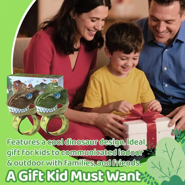 Kids' RexTalker dinosaur walkie talkie set, ideal for exciting outdoor playtime, communication, and imaginative adventure gifts.