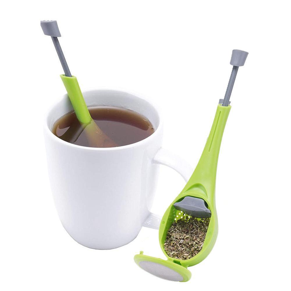 Green tea infuser spoon, stainless steel, for loose leaf; convenient tea brewing & kitchen gadget.