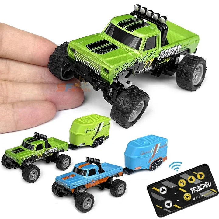 Green TrailRex Kids' All-Terrain Mini RC Crawler Truck, a fun remote control off-road toy.