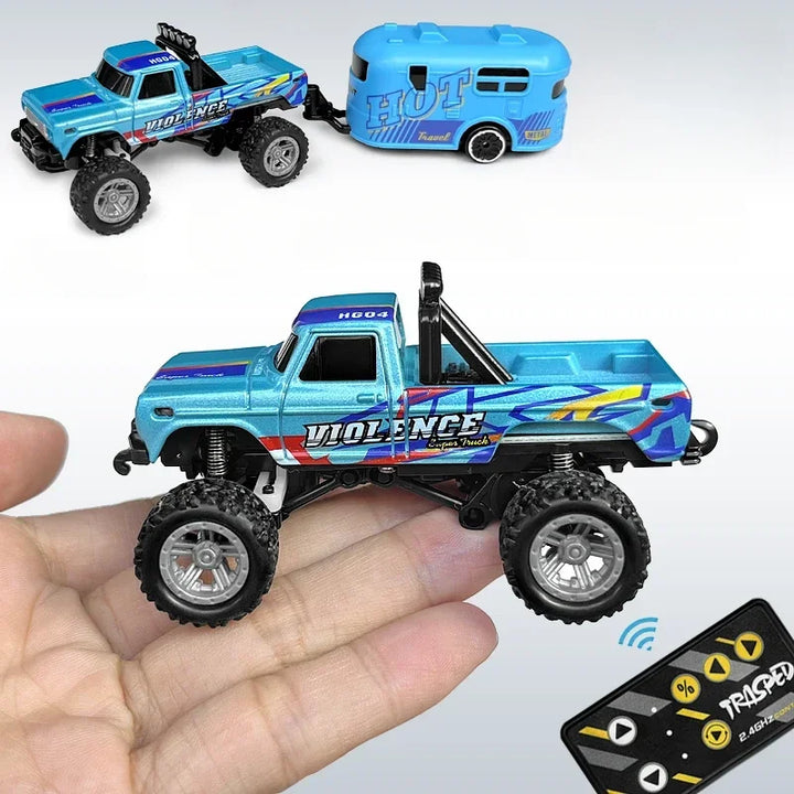 TrailRex green mini RC crawler, a rugged all-terrain remote control truck perfect for kids' outdoor adventures.
