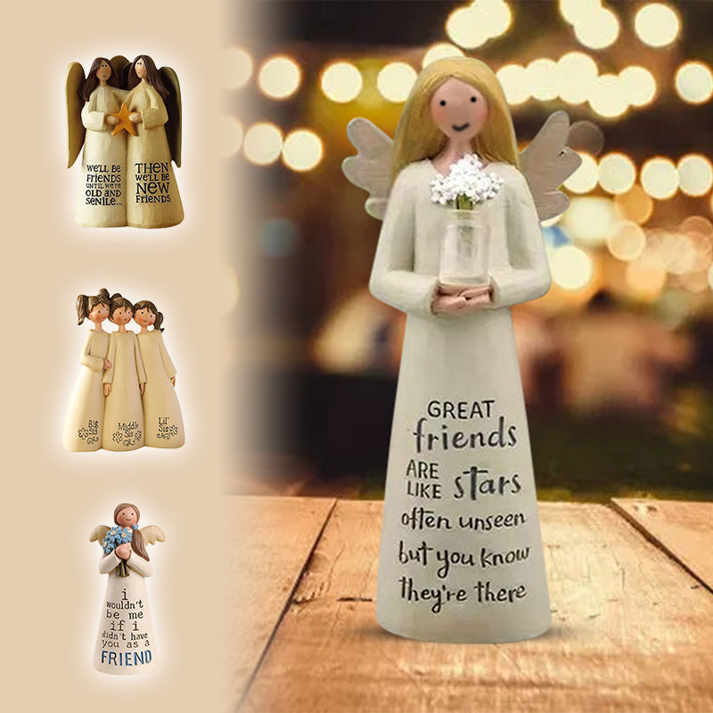 Hand-carved resin angel sculpture, symbolic friendship gift for best friends or sisters