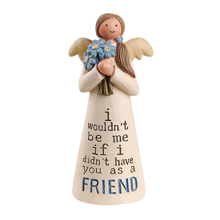 Friendship Angel sculpture with delicate wings, a perfect hand-carved gift for loved ones