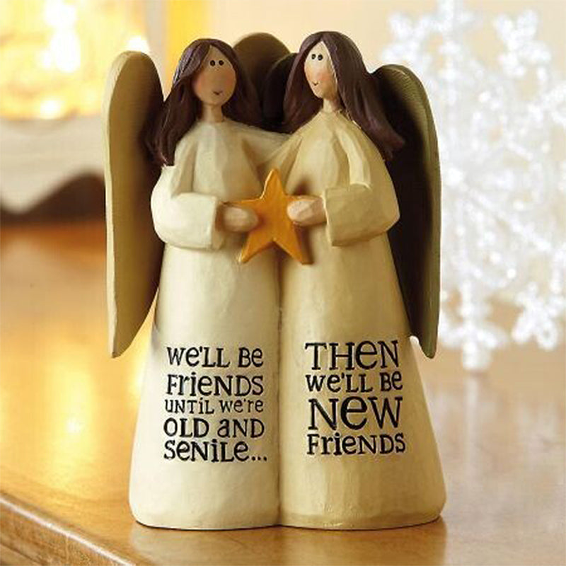 Resin friendship angel sculpture, showcasing the beauty of hand-carved art and sentiment