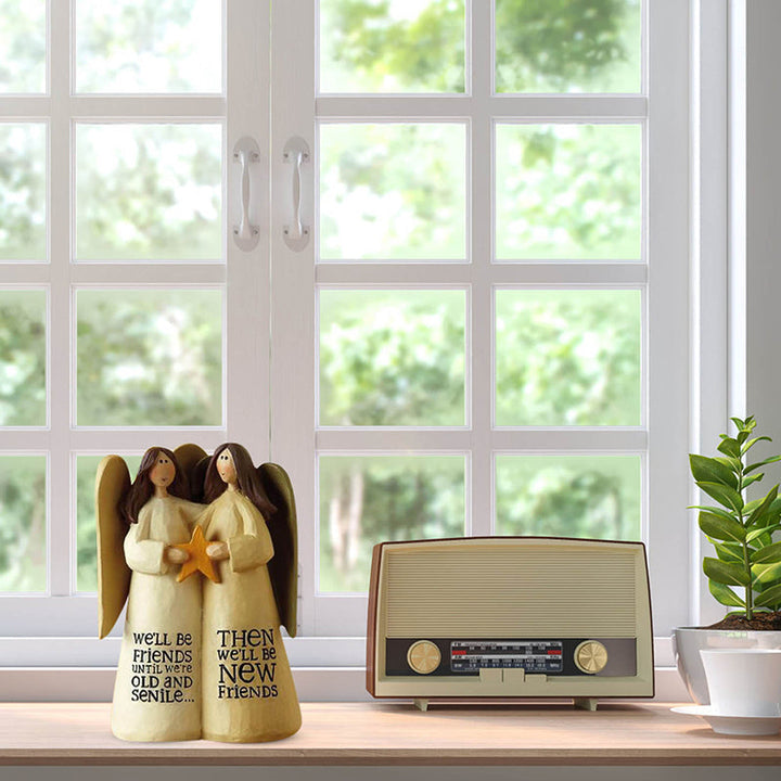 Sentiment-filled hand-carved angel sculpture, an enduring symbol of friendship