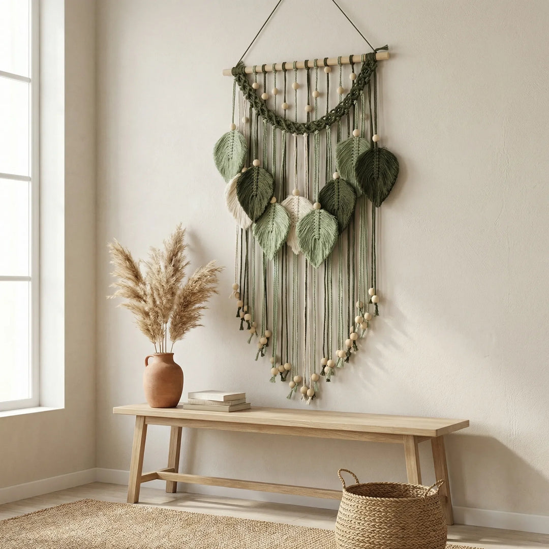 Statement handcrafted leaf wall art with delicate wave-like textures, bringing natural boho elegance to walls.
