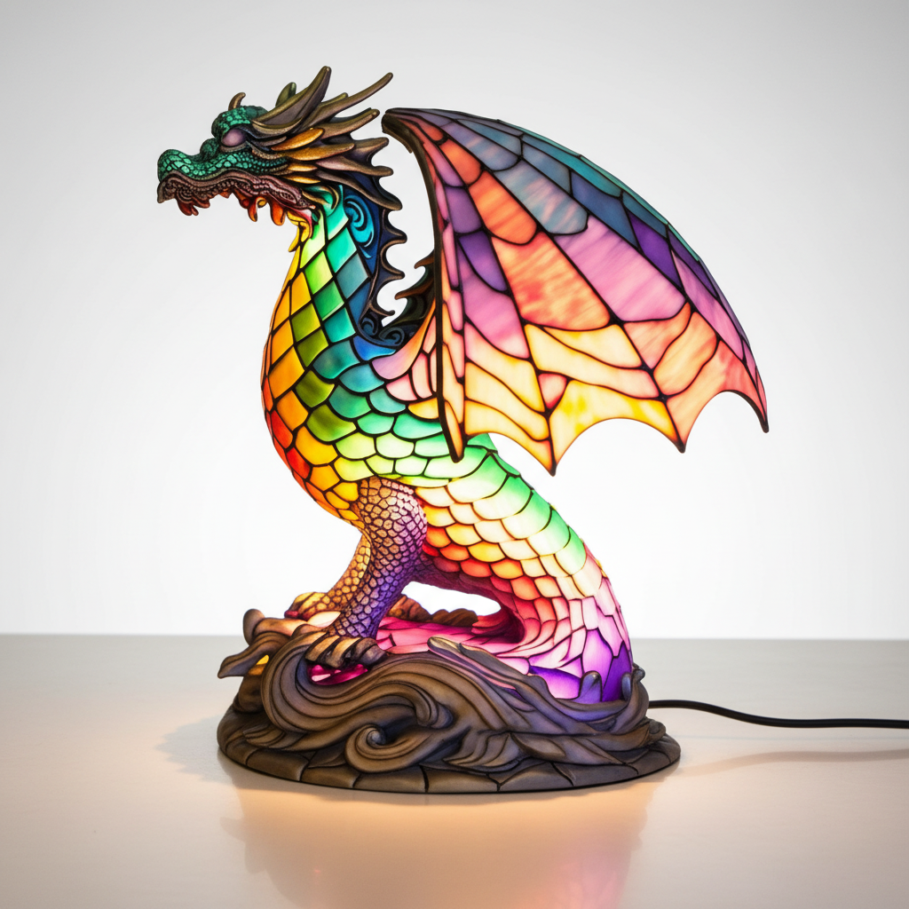 Artistic mosaic animal lamp for table display, offering decorative and ambient lighting.