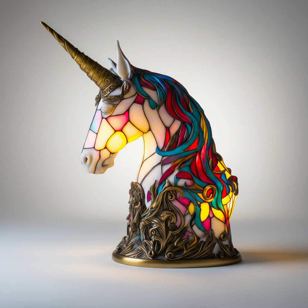 Colorful mosaic animal lamp, designed as a unique and decorative accent light for any room.