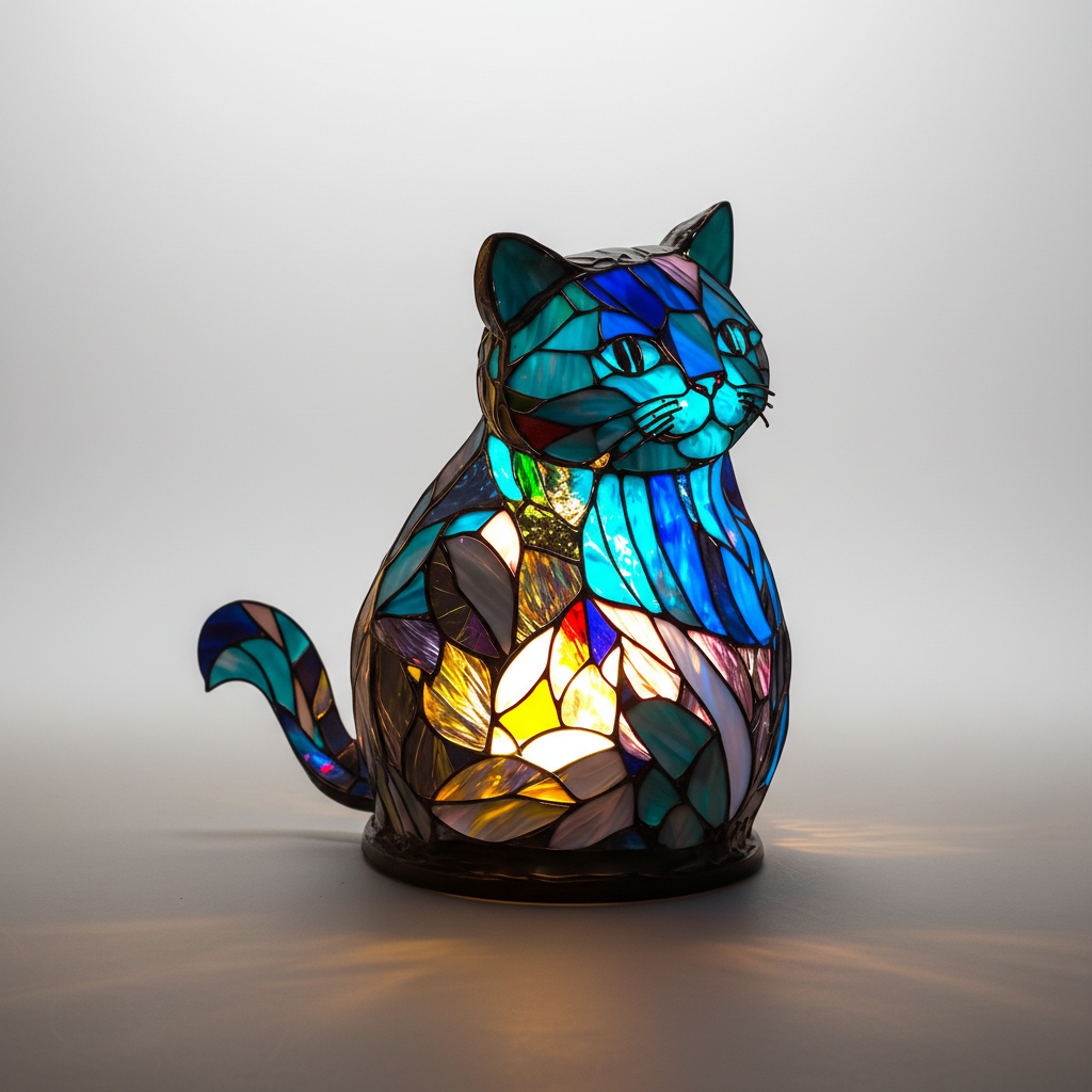 GleamPaw handcrafted mosaic animal lamp, a radiant home decor and ambient light source.