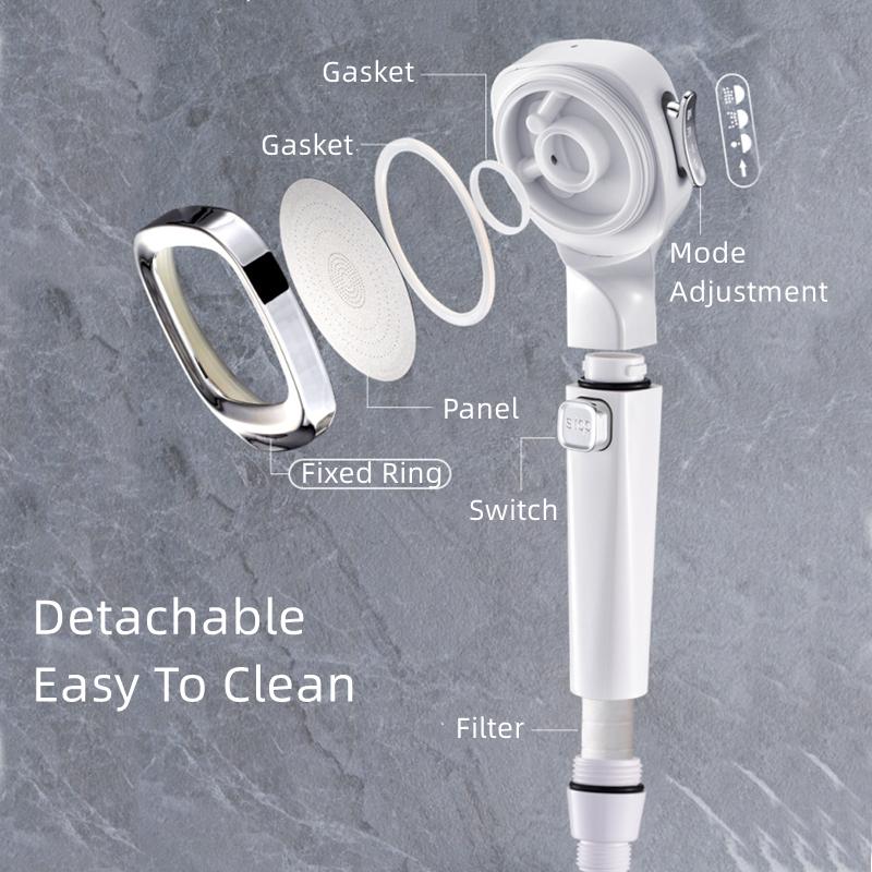 Universal handheld shower head featuring a convenient pause switch, ideal for pet showering and water conservation.