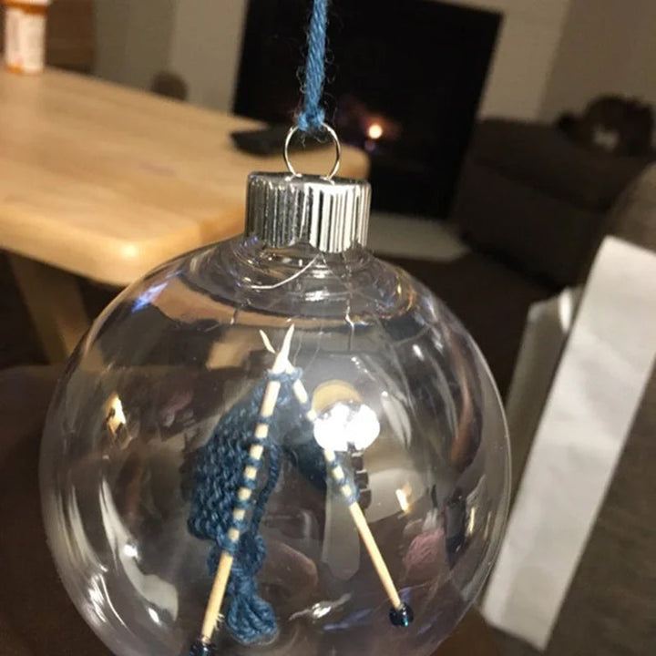 Festive knitting ornament for Christmas tree, handcrafted fiber art, adds charm to holiday decor