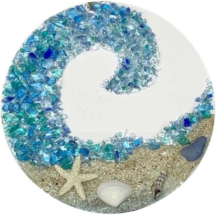 Ocean wave sea glass suncatcher ornament, perfect handmade beach gift for window display