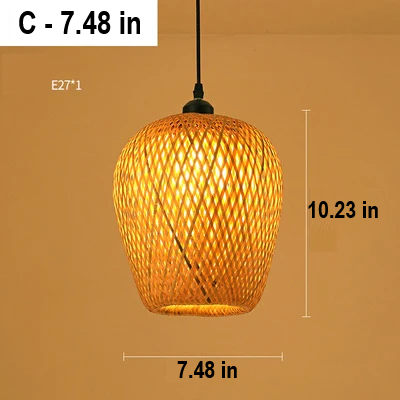 Textured rattan pendant lamp, natural handwoven boho ceiling light fixture with unique design.