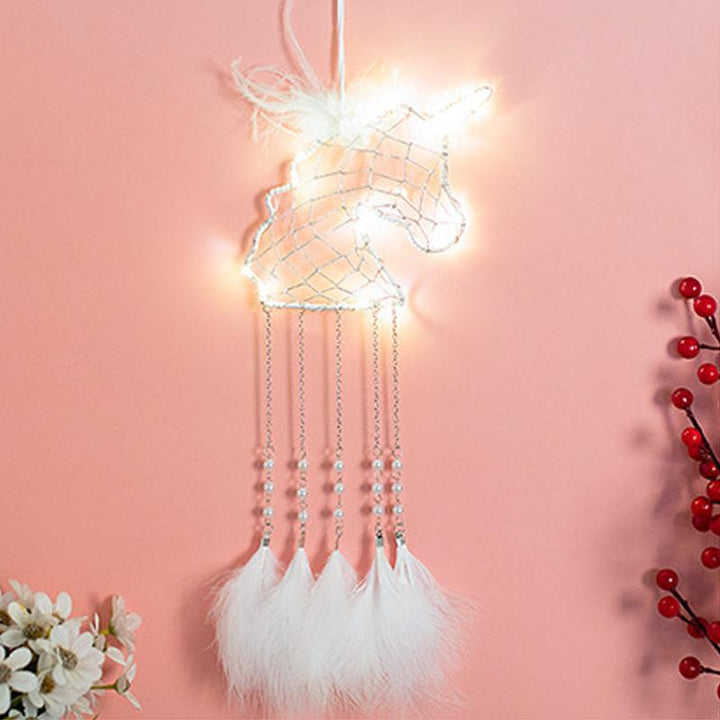 Magical unicorn dream catcher, ideal for a girl's nursery or bohemian-themed room decor.