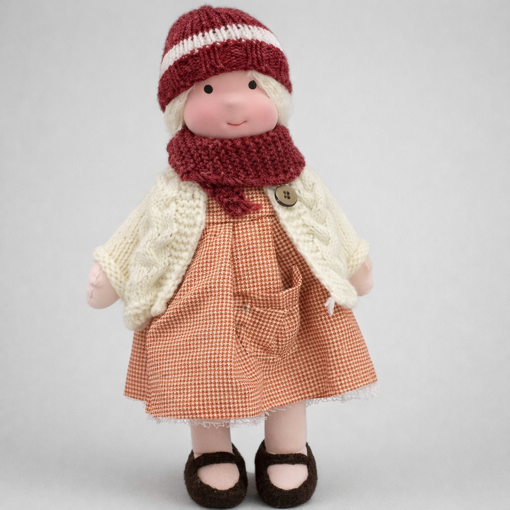 Imaginative play Waldorf doll, handmade with natural soft materials.