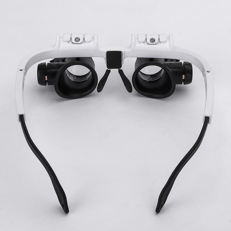 Adjustable hands-free optical aid with LED light. Powerful 8x, 15x, 23x magnifying lenses for detailed hobby supplies.
