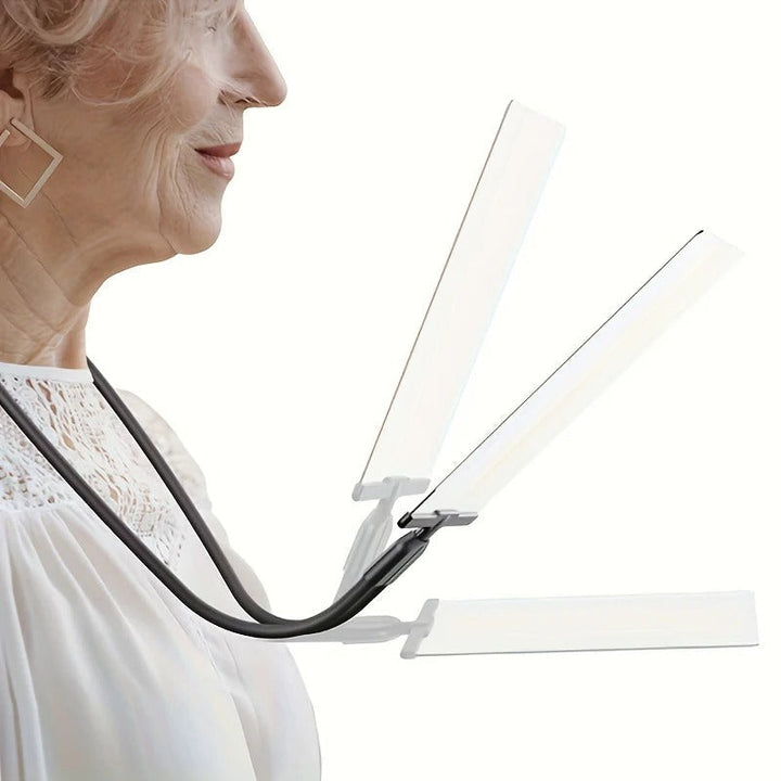 Flexible neck hands-free magnifier for detailed reading, intricate crafts, and hobby tasks.