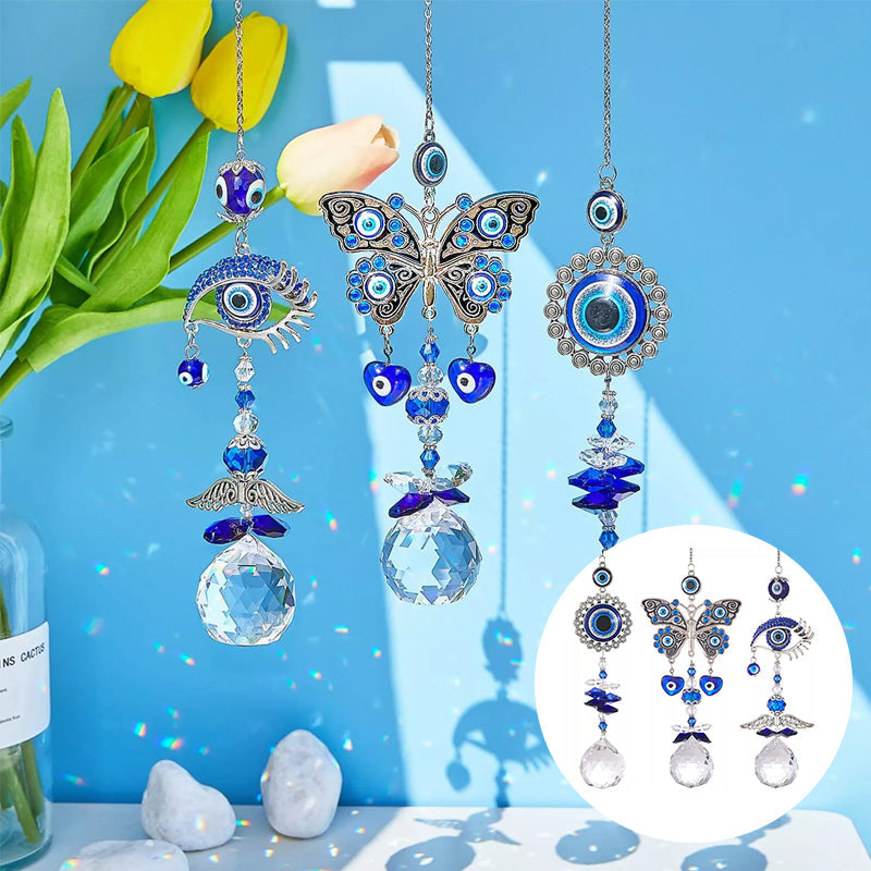 Crystal evil eye suncatcher, rainbow maker, home protection