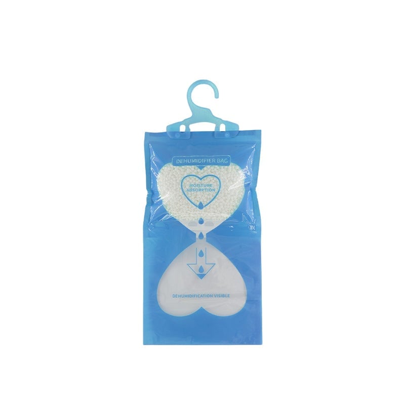 Compact hanging desiccant, an essential closet care product for humidity control.