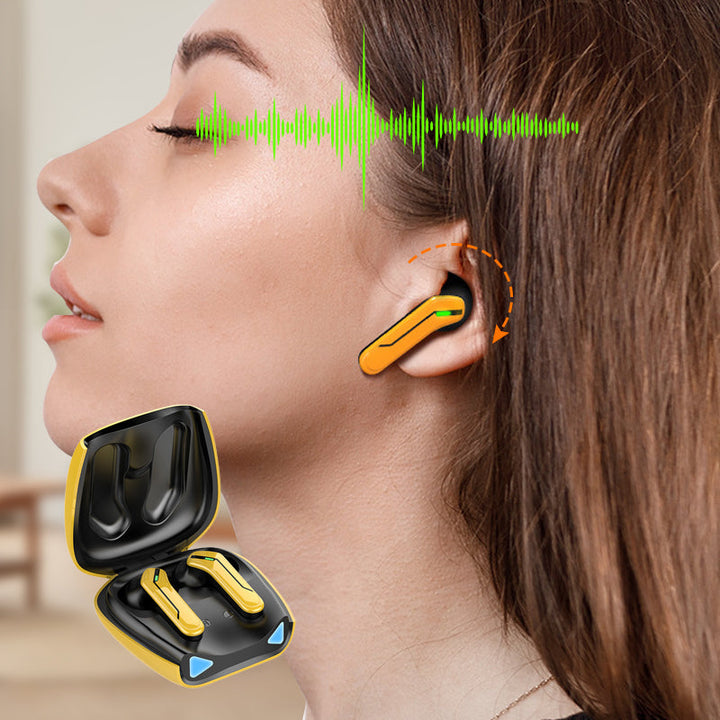 Hanging ear sport headphones, sweatproof and wireless, for active individuals