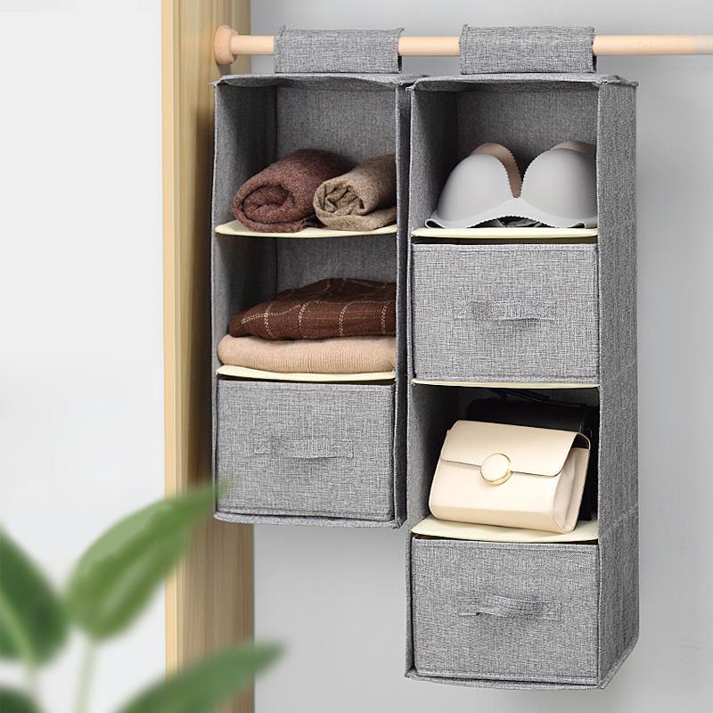 Multilayer hanging closet organizer with multiple compartments for efficient storage bags