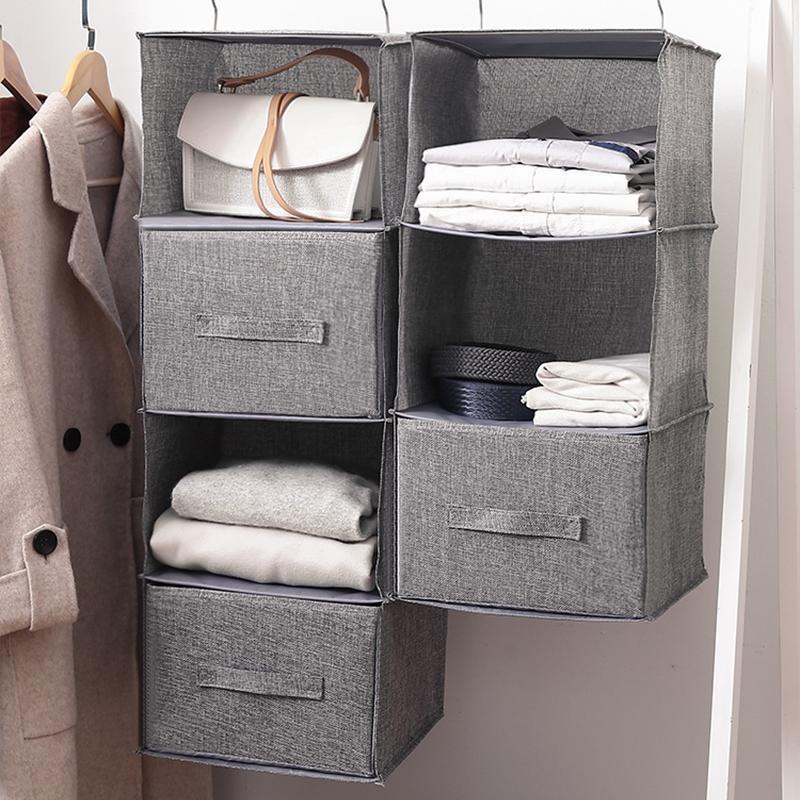 Wardrobe organizer with clear compartments, a multilayer hanging storage solution for homes