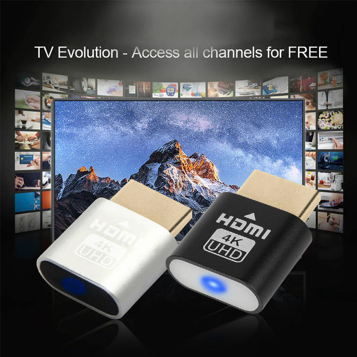 HDMI virtual display adapter for headless computers, supporting 4K resolution and plug-and-play setup