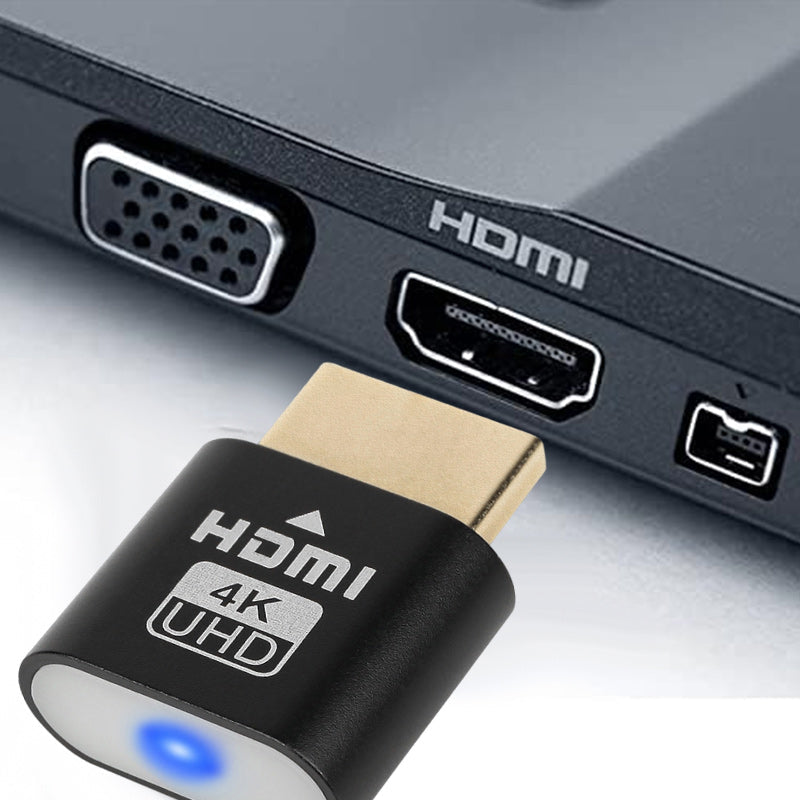 Close-up of the HDMI adapter's connector, highlighting its quality build for 4K virtual display
