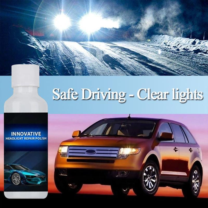 Headlight restoration polish for car care, repairing foggy headlights and providing UV protection