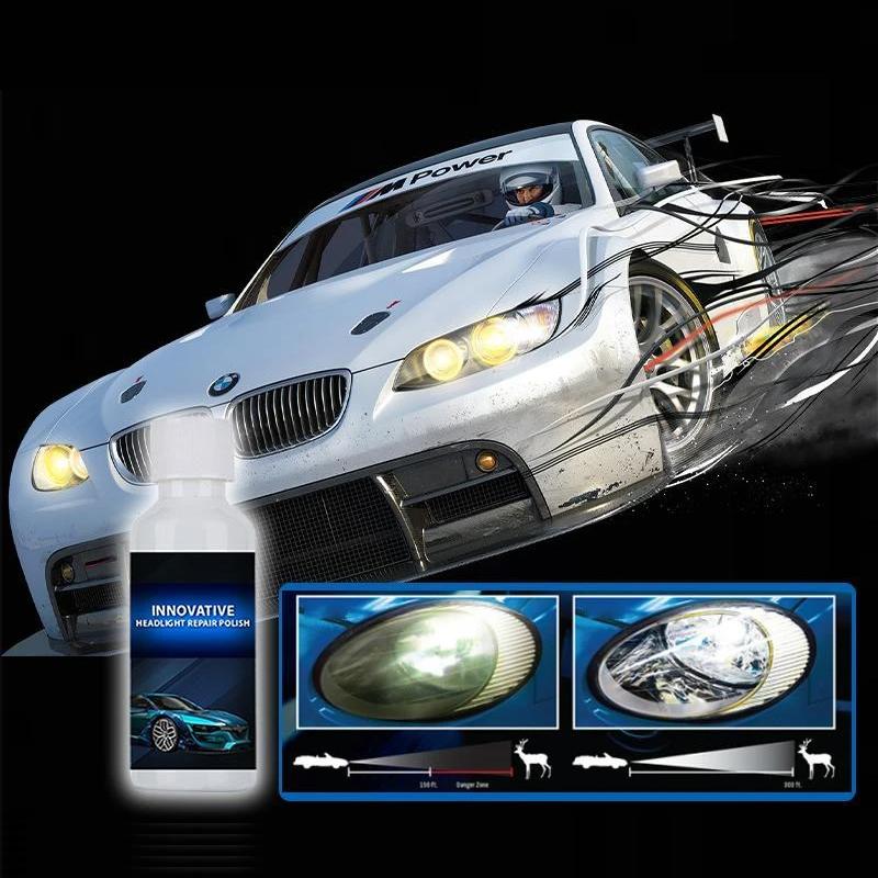 Automotive headlight repair kit with detailing polish to restore clarity and protect lenses